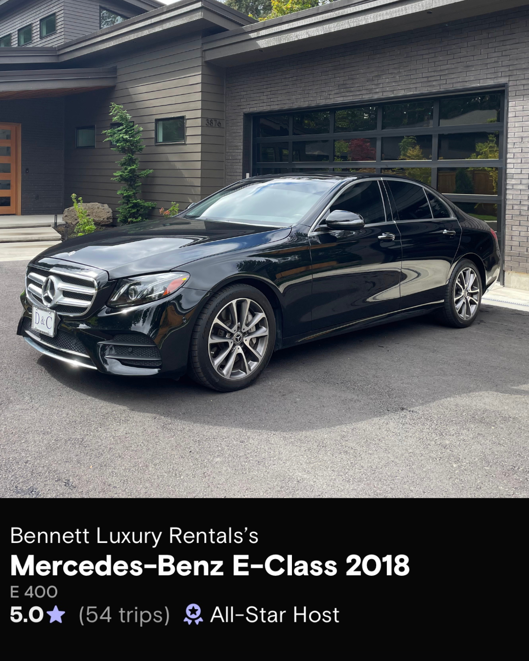 2018 Mercedes-Benz E-Class used in Bennett Luxury Rentals car rental business