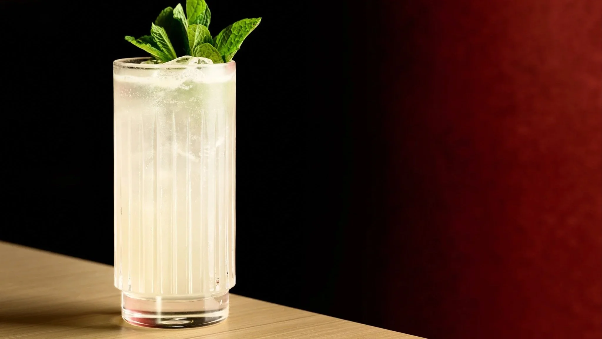 A creamy Thai-inspired beverage with fresh mint, offering a refreshing and tropical taste in LA Very Thai Westfield Century City.
