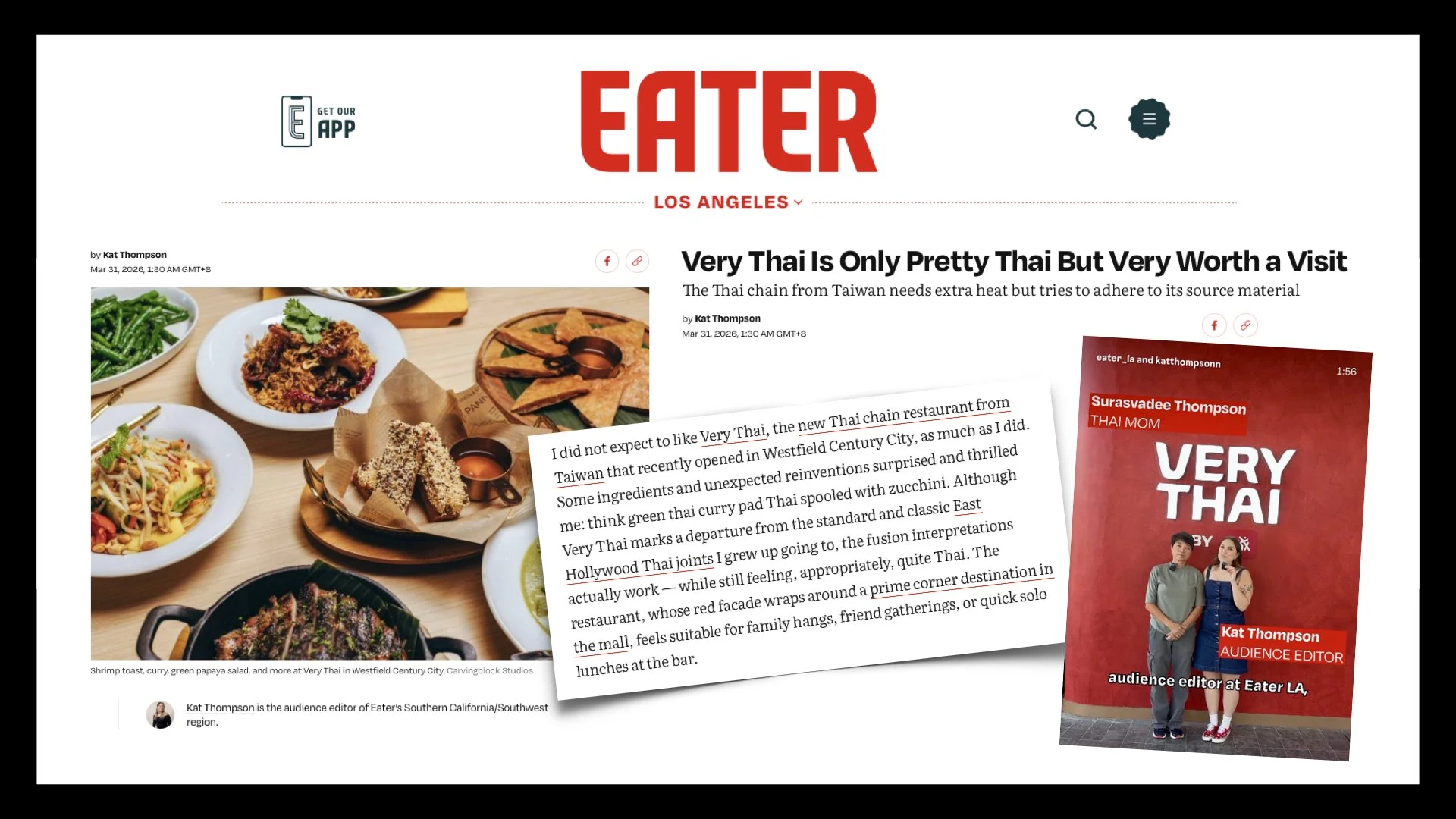 Eater Los Angeles article featuring Very Thai restaurant and modern Thai cuisine review