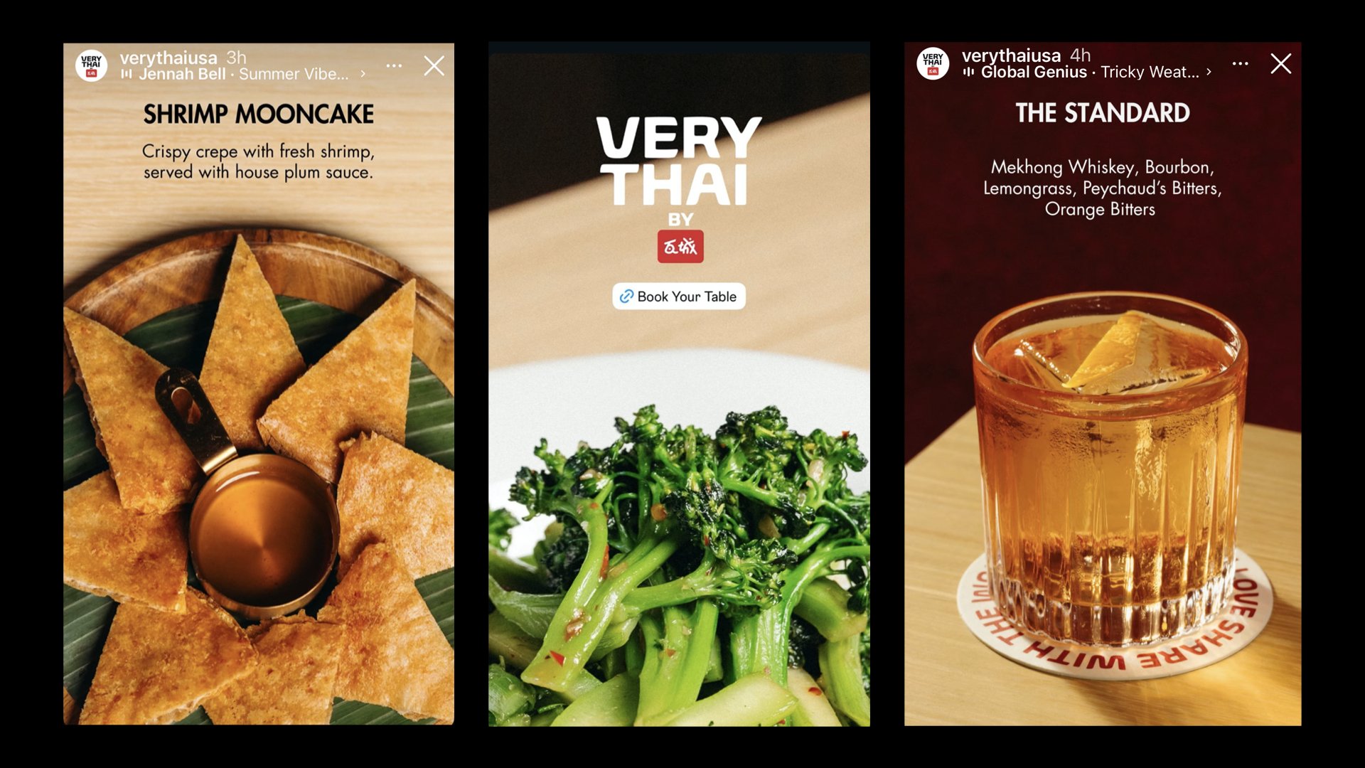 Very Thai instagram account has sharing the Thai curry, Shrimp mooncake and Thai dishes and beverages