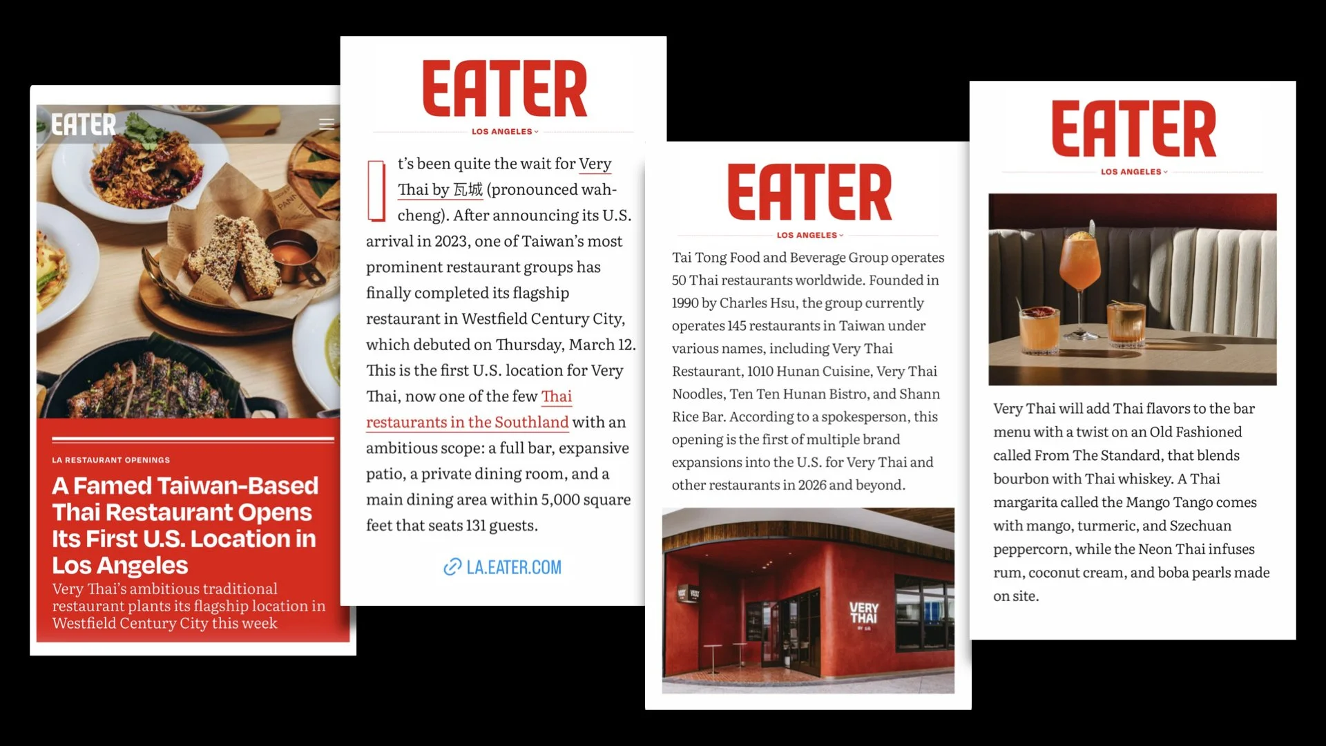 Eater Los Angeles coverage of Very Thai menu including Thai-inspired cocktails and bar experience