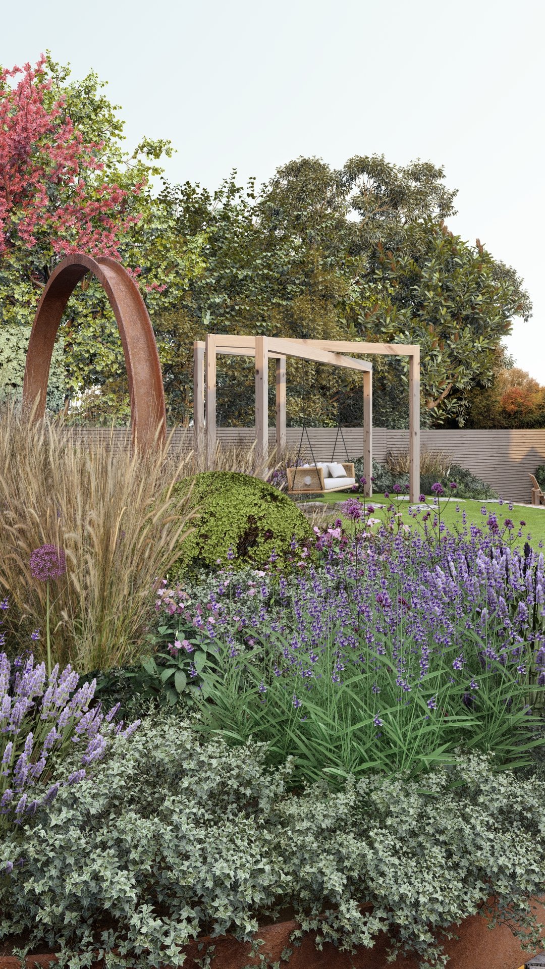 Wooden Swing Seat country garden