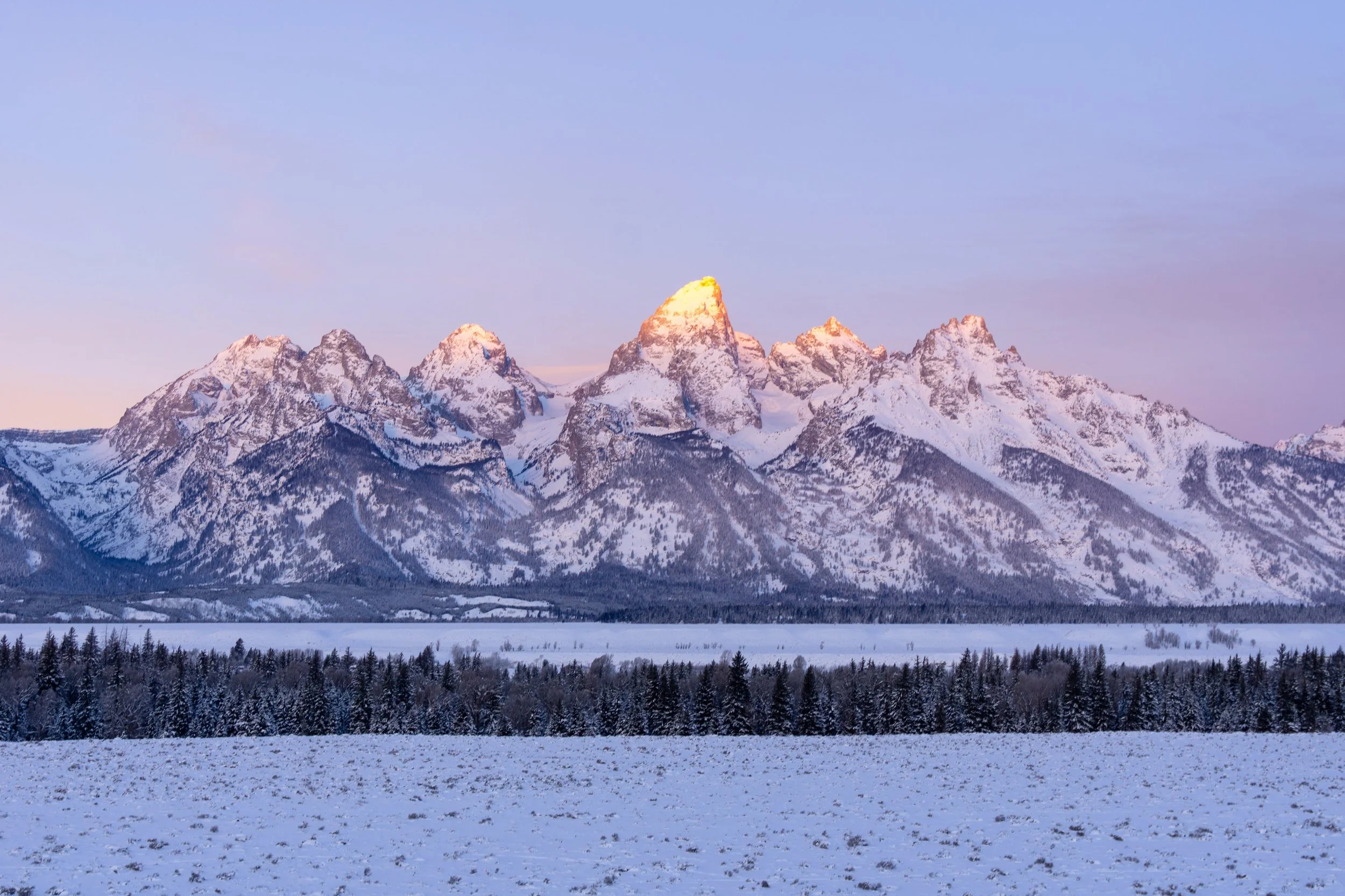 The Tetons at sunset. Photo by Erica Aarons.