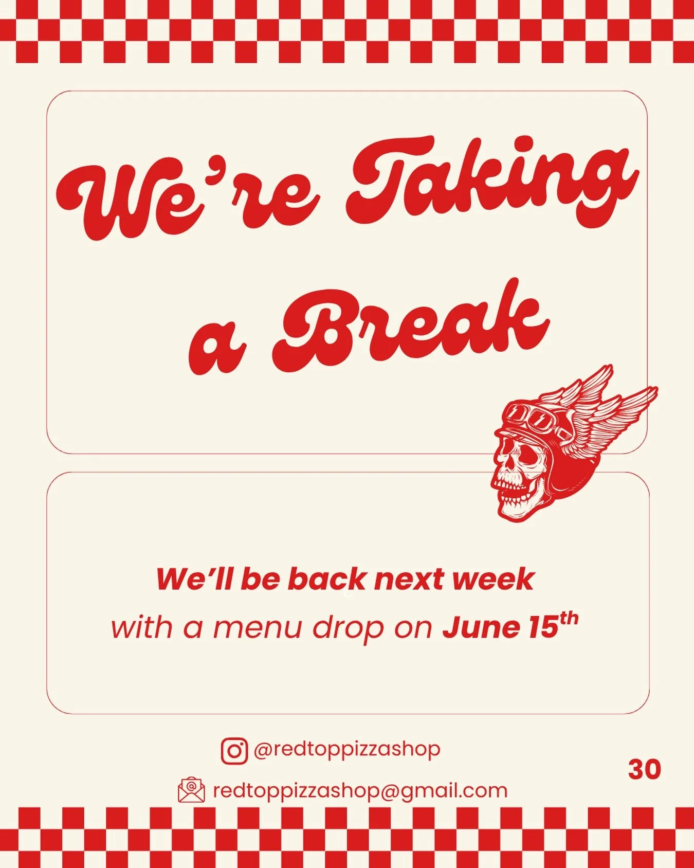 Let the summer vacations begin! ☀️ ☠️ 

We&rsquo;re taking a break to spend some time with our family - but we hope to feed you and your family next week! Check back next #menudropmonday for something good. 

#maryvilletn #detroitstylepizza #pizza #s