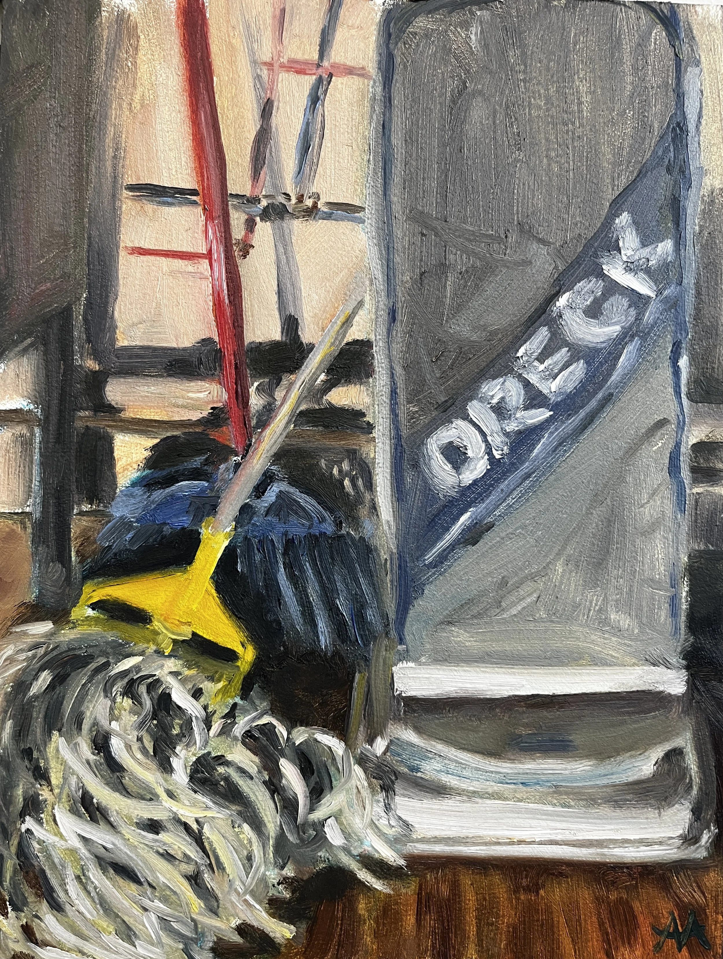 Mop it Up - Oil on panel 9x12