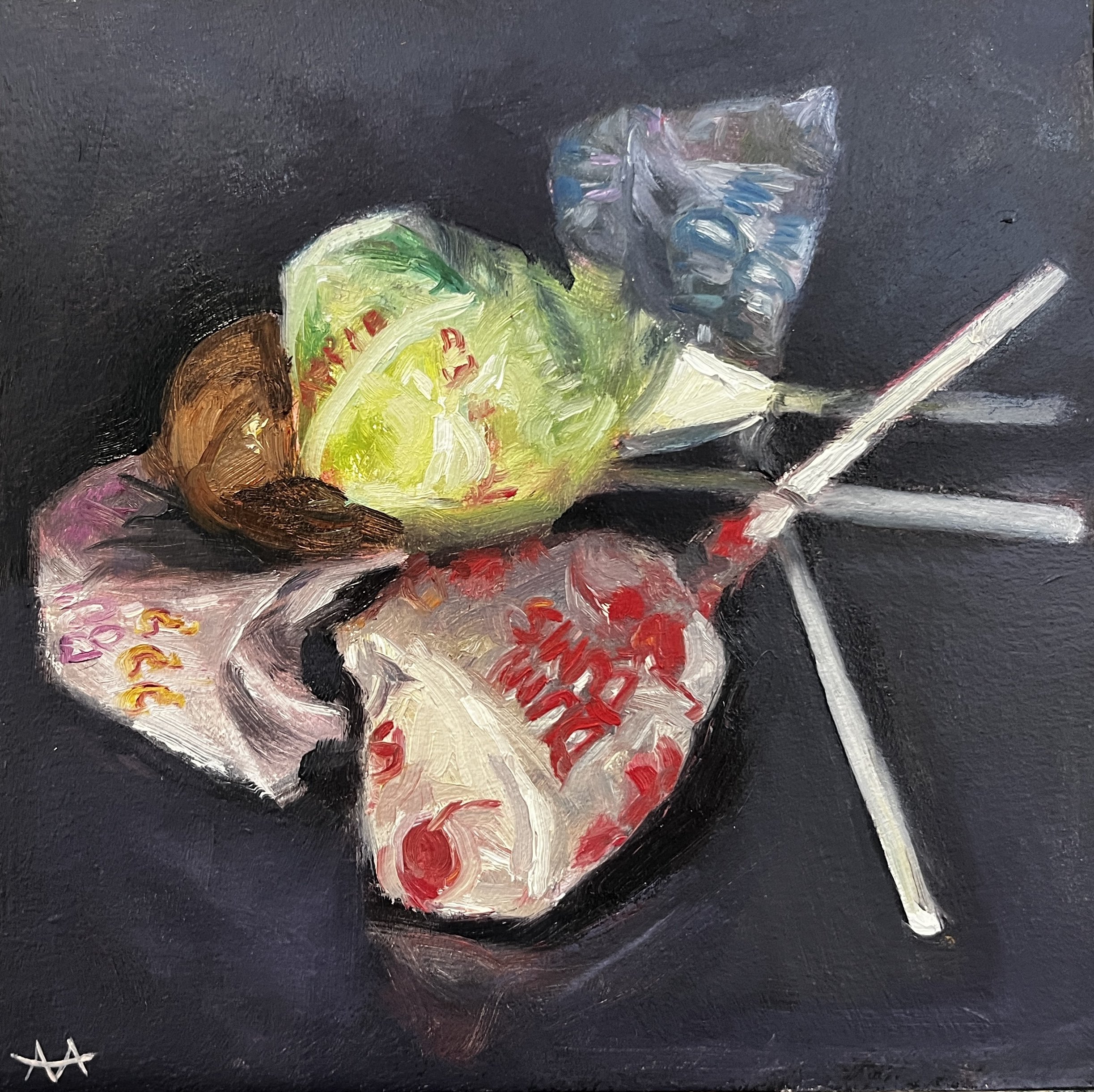 Dum Dums - Oil on panel 8x8