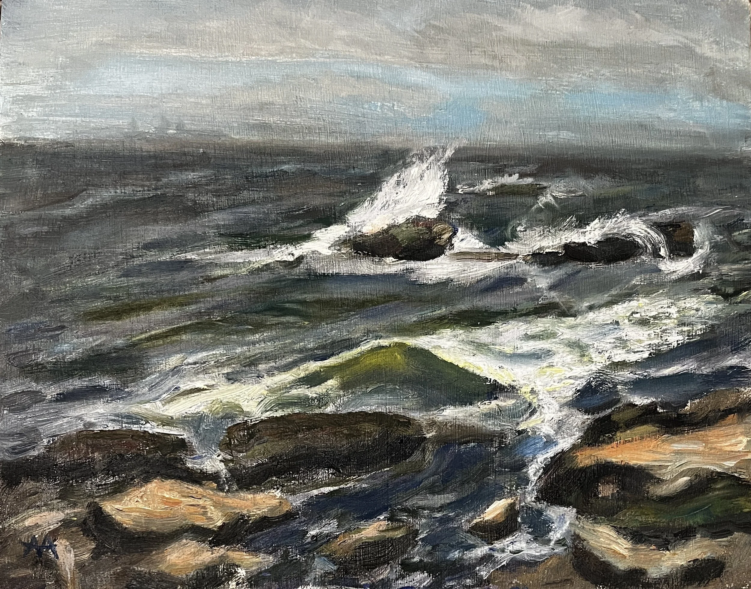 Off of Route 1A - Oil on panel - SOLD