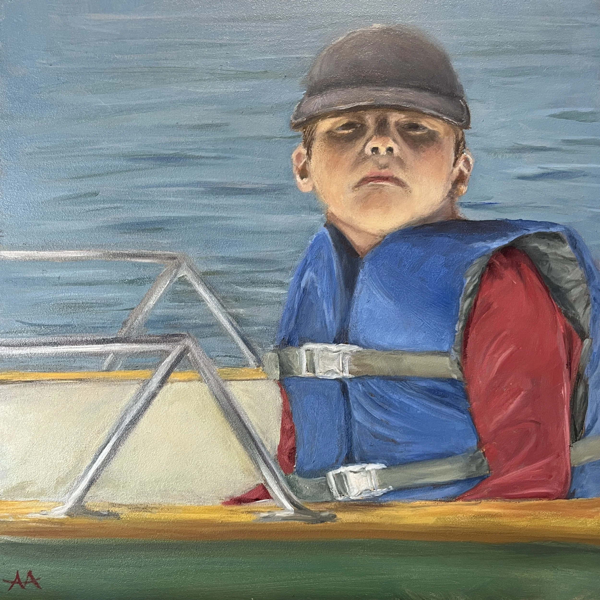 Boy at Sea 2 - Oil on board 8x8