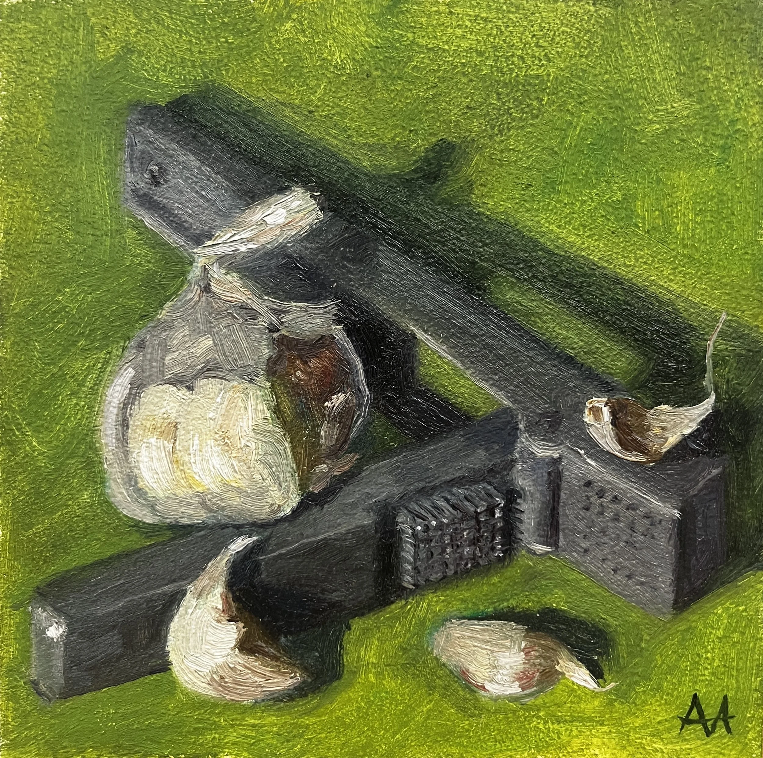 Garlic Press - Oil on panel 6x6 - SOLD