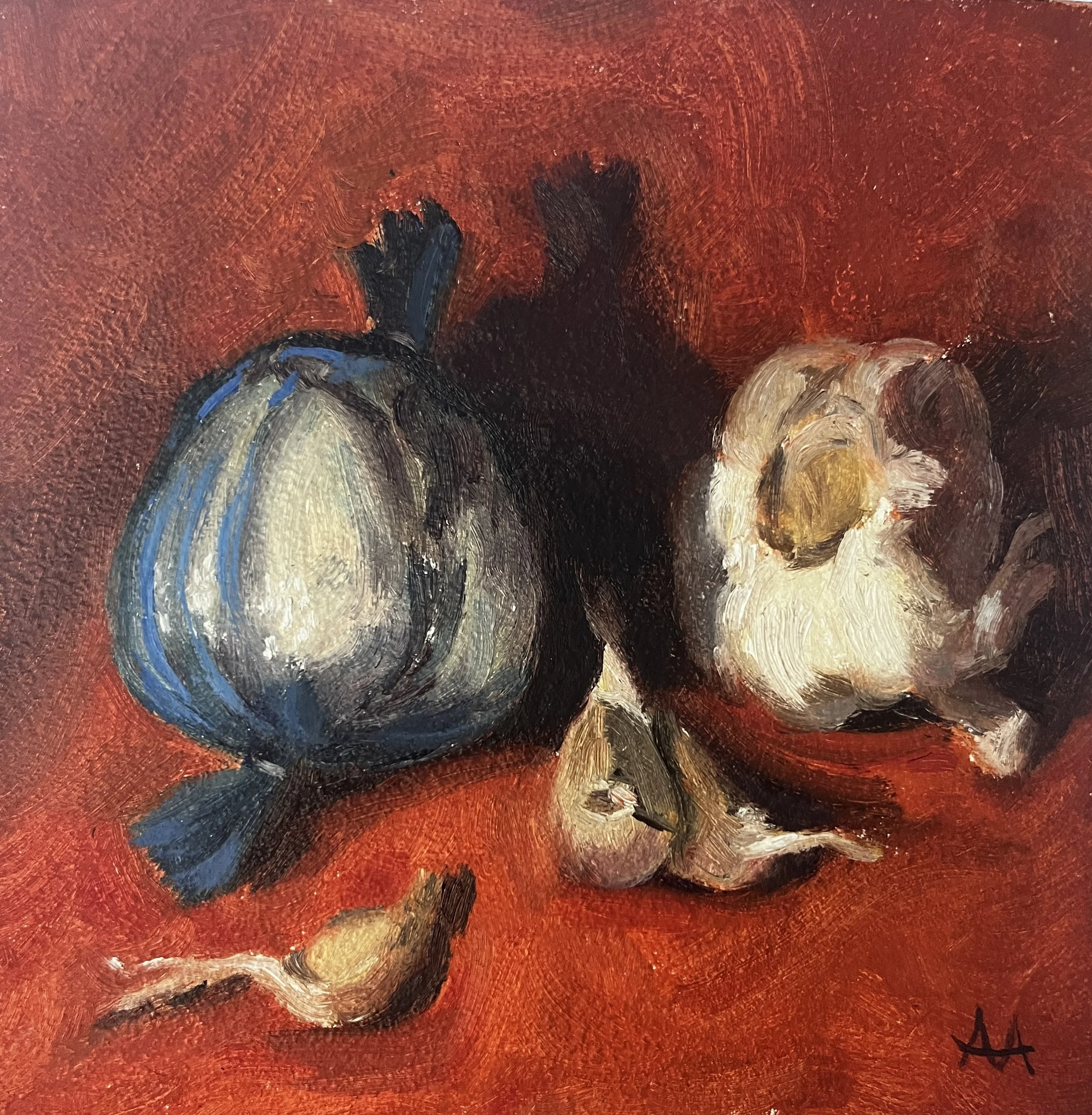 Orange Garlic - Oil on panel 6x6 - $150