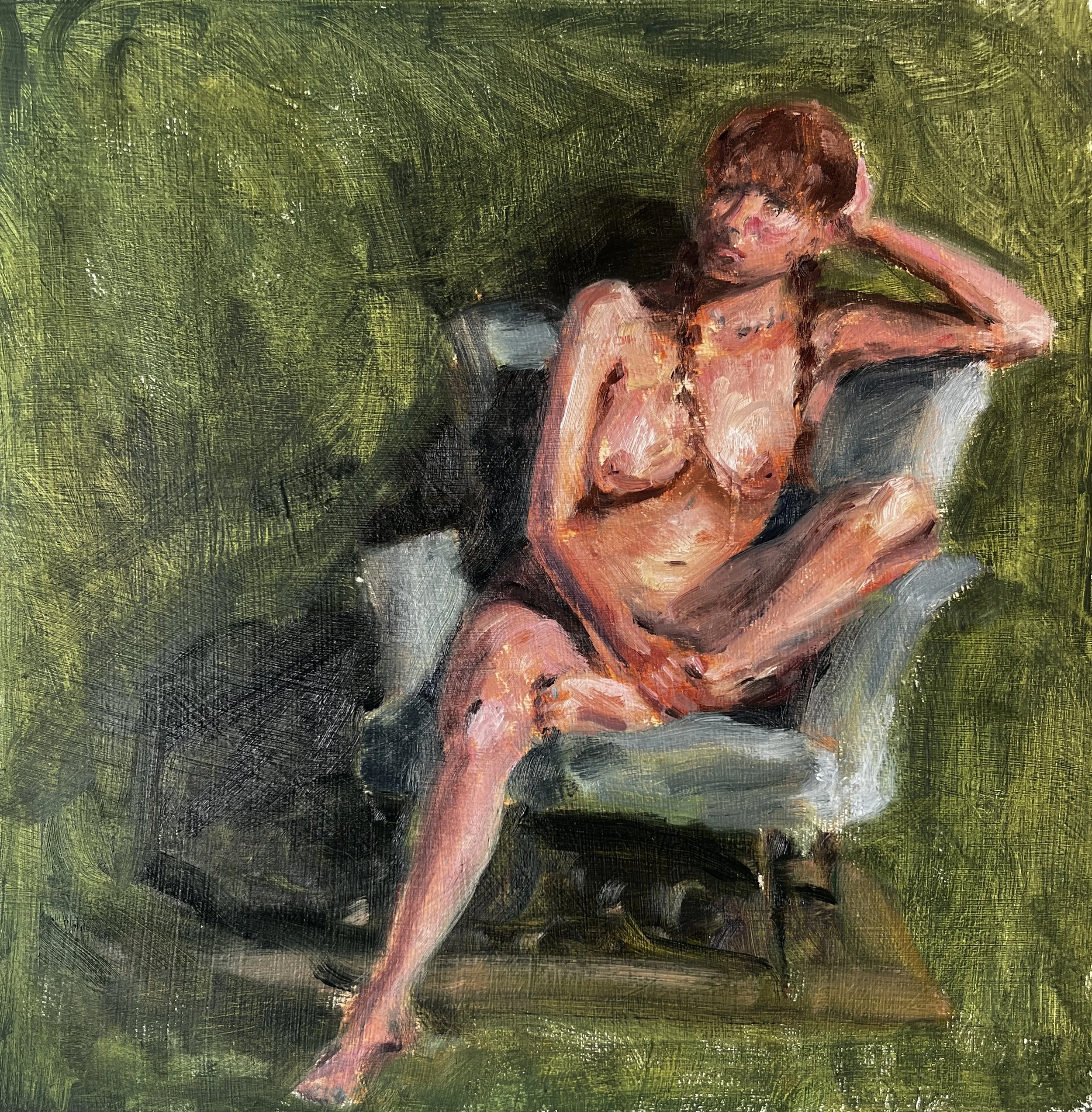 Just Sitting & Thinking - Oil on panel 12x12 - $450