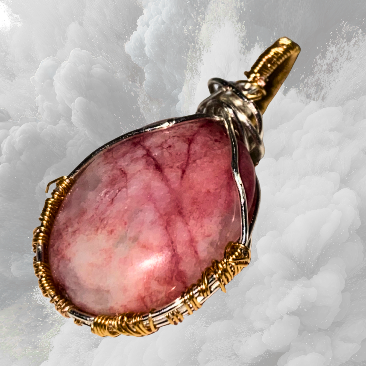 Gold Accented Rhodochrosite Pendant