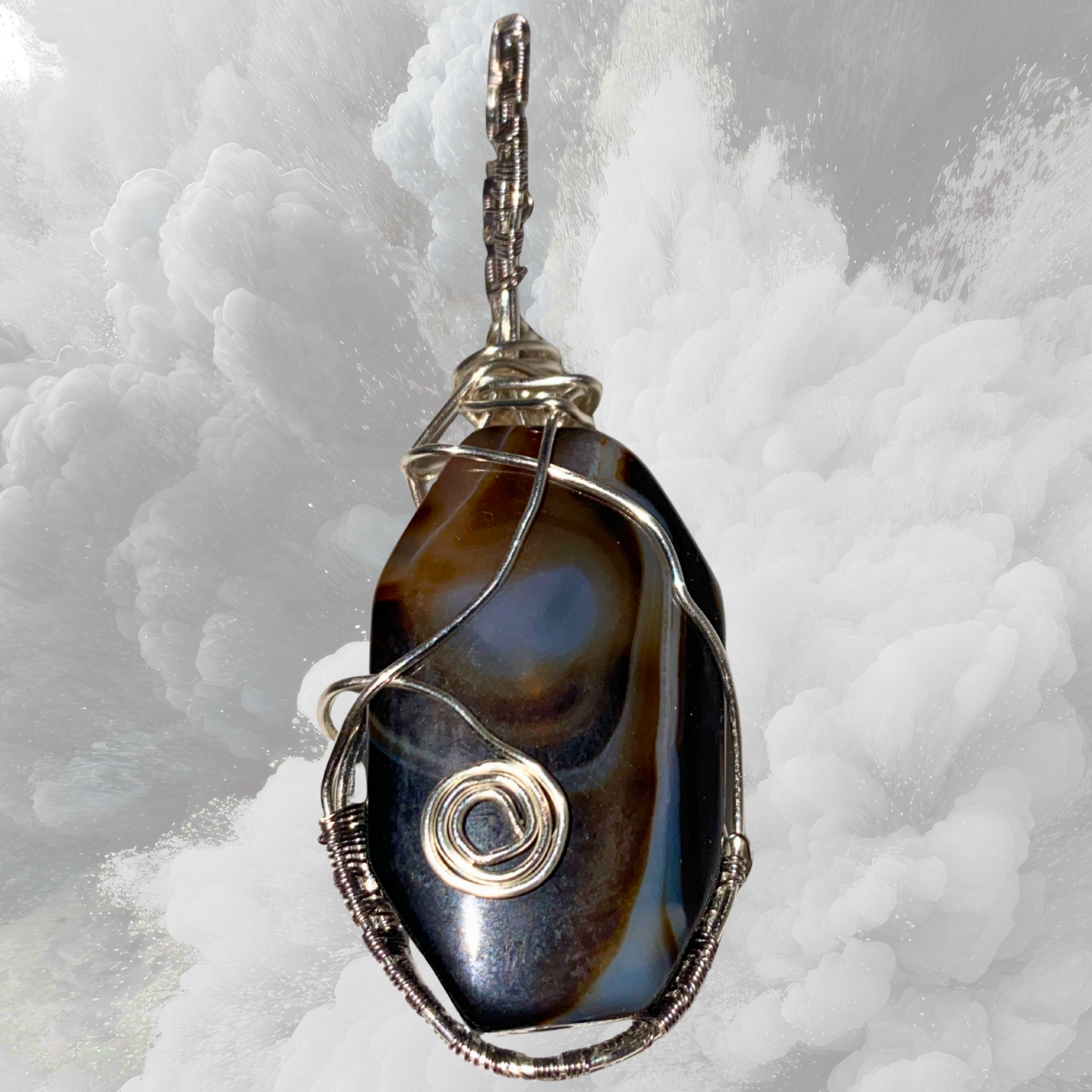 Botswana Agate Wire Wrapped Pendant