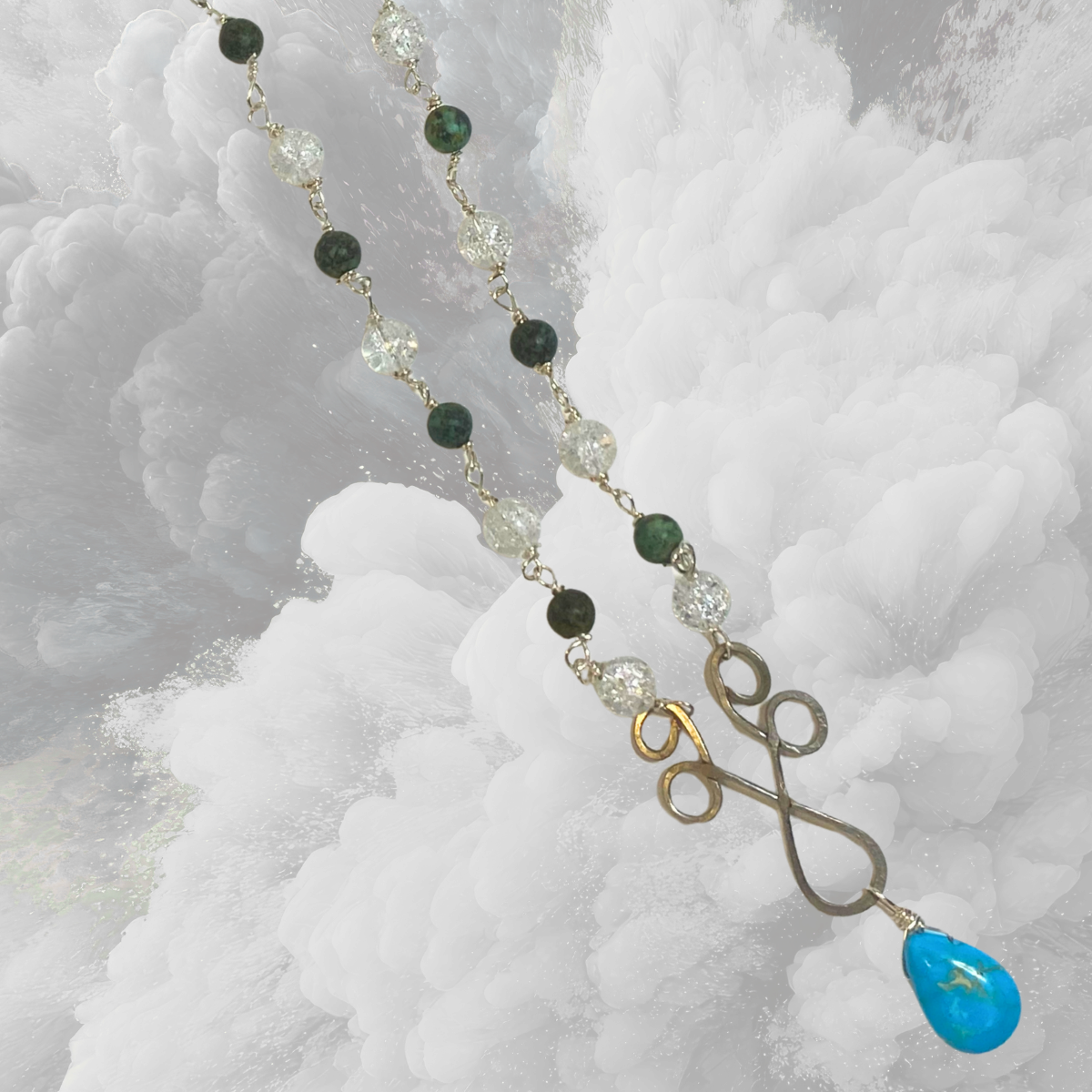 Turquoise and Crackle Quartz Necklace