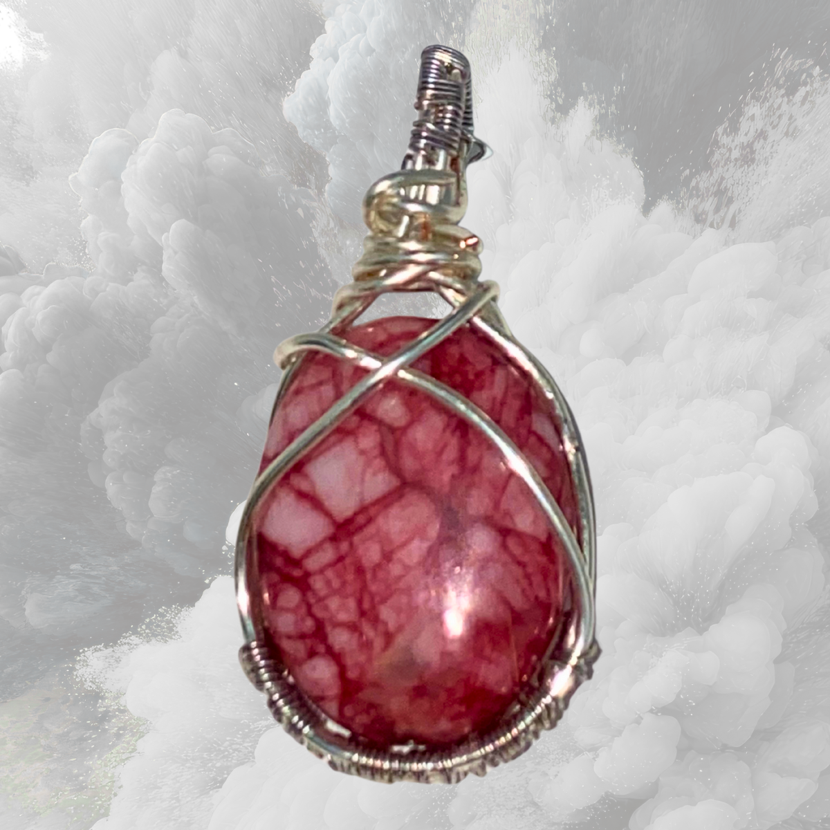 Silver Accented Rhodochrosite Pendant