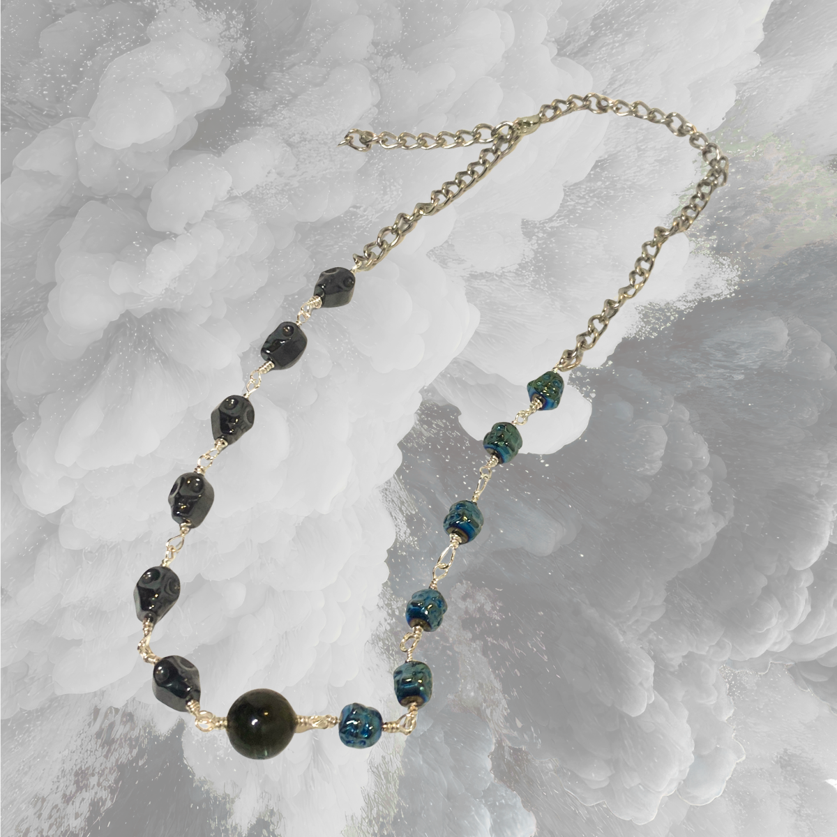 Silver with Hematite and Labradorite Necklace