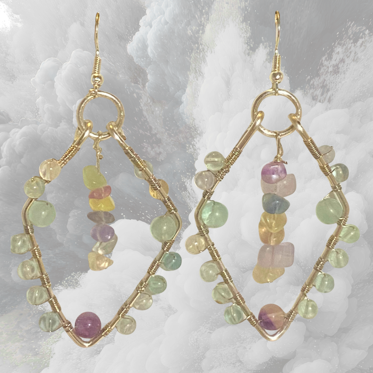 Rainbow Fluorite Dangle Earrings