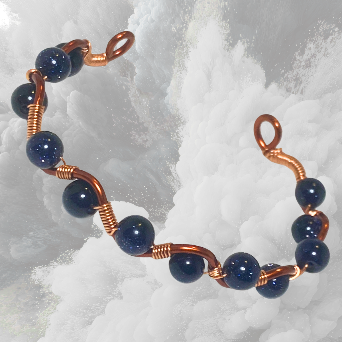 Adjustable Copper Bracelet with Blue Goldstone
