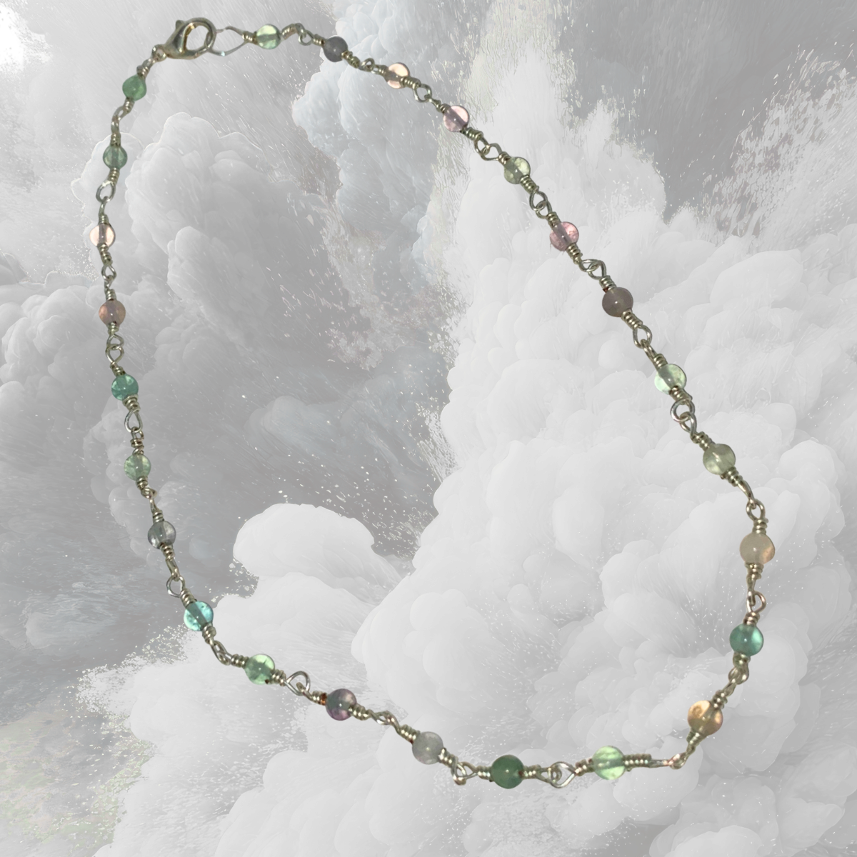 Silver, Copper, and Fluorite Link Necklace