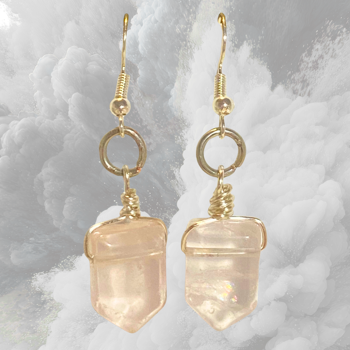 Simple Elegance Rose Quartz Dangle Earrings