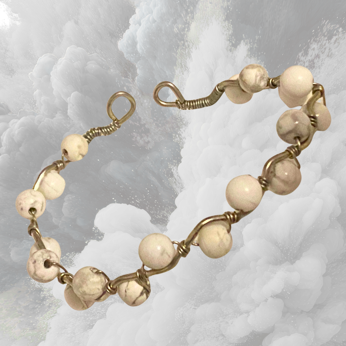 Adjustable Silver and Copper Bracelet with Howlite