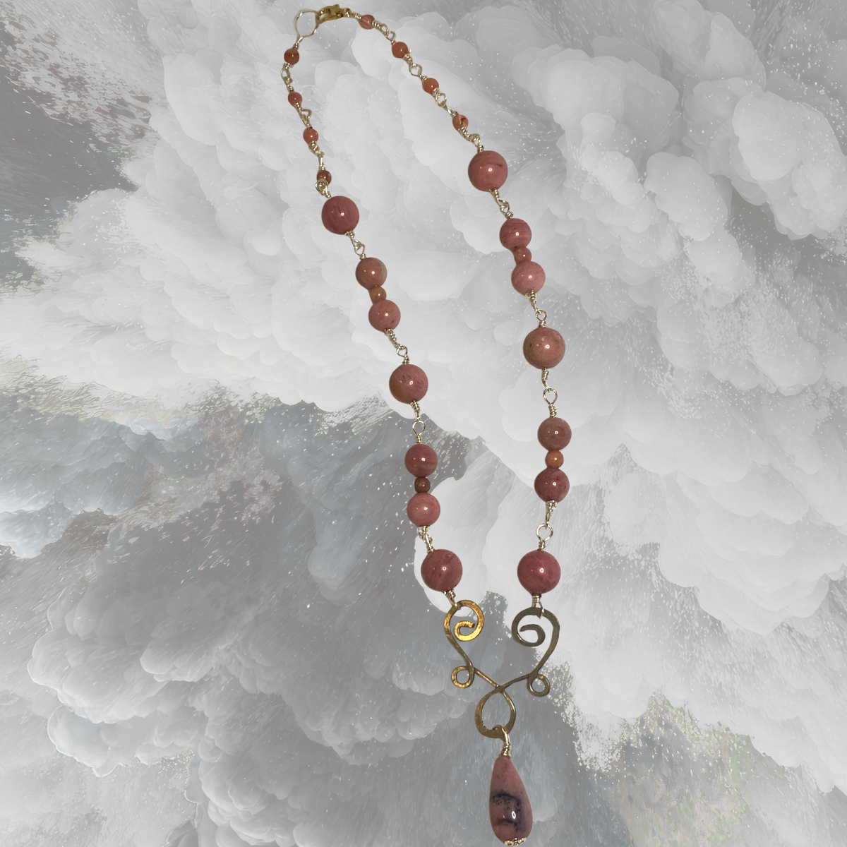 Rhondite with Silver Plated Copper Necklace