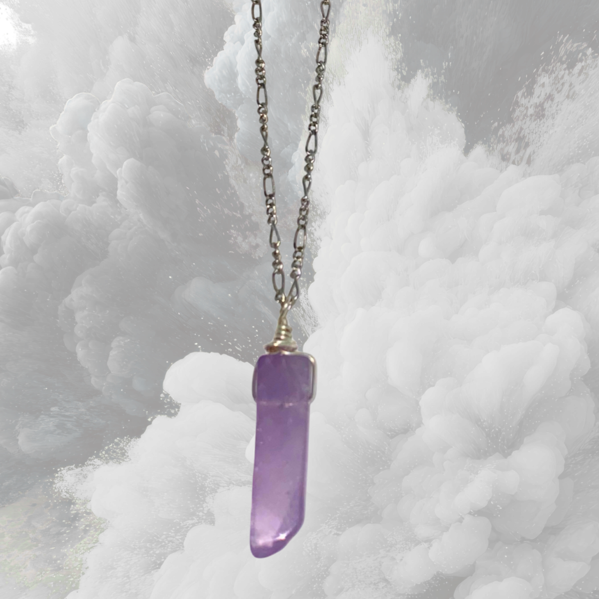 Silver Choker with Amethyst Pendant
