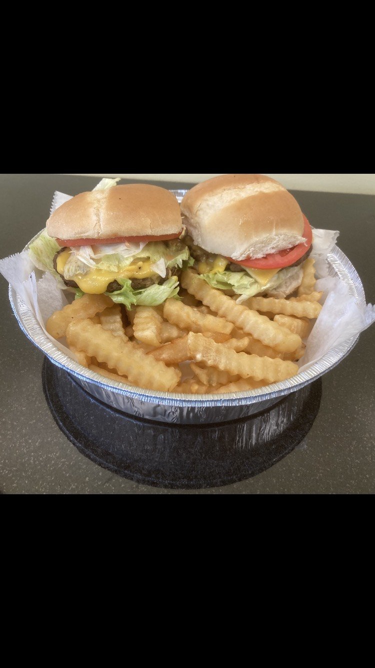 2 hamburger w french fries