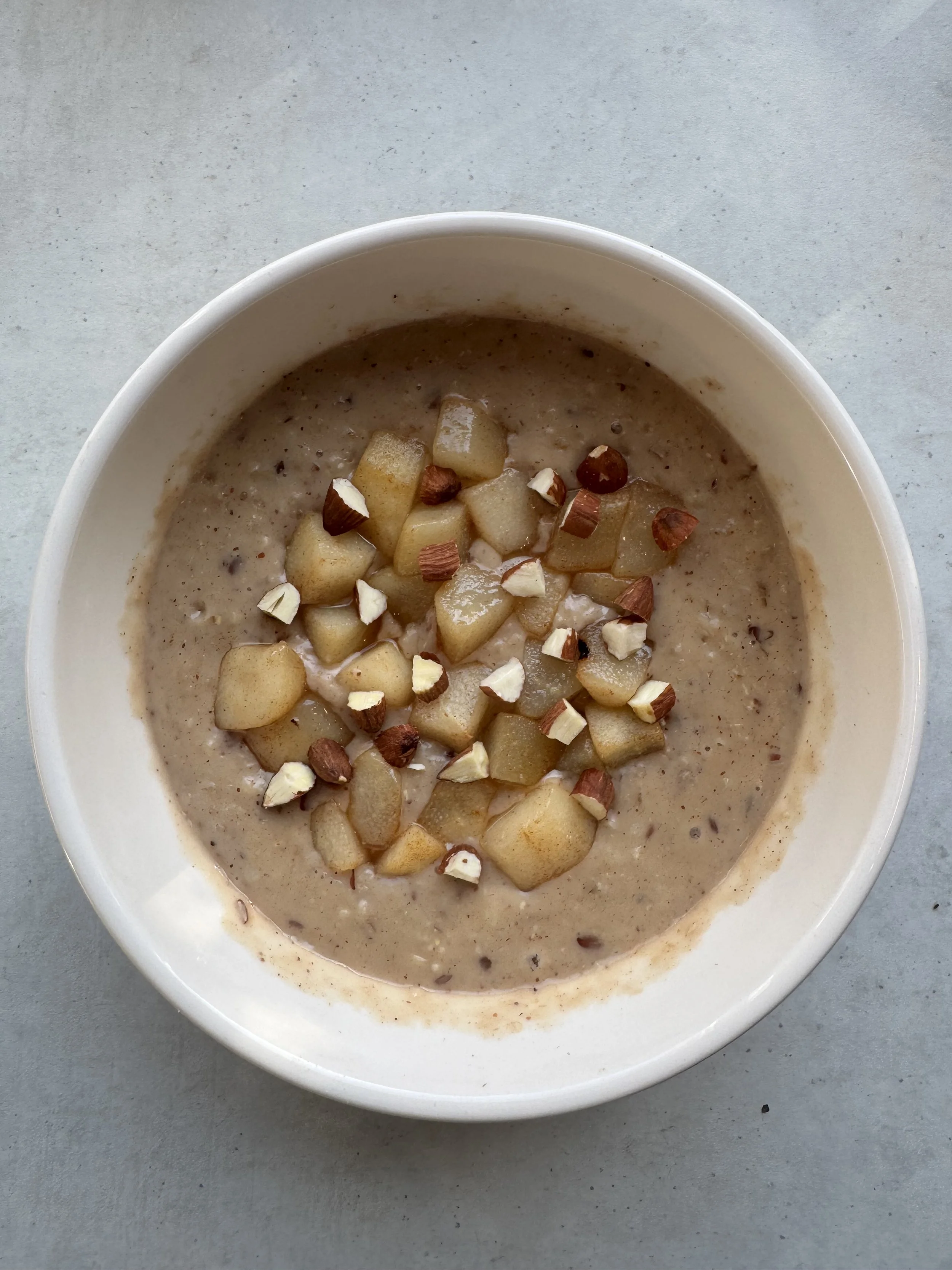 Pear almond frangipane porridge