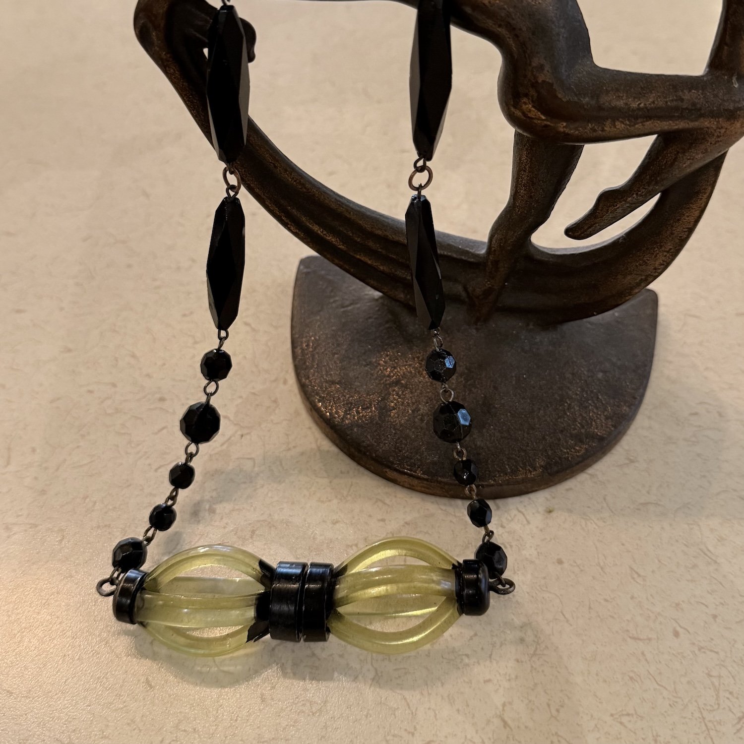 Vintage Black Glass with Resin Bauble Necklace