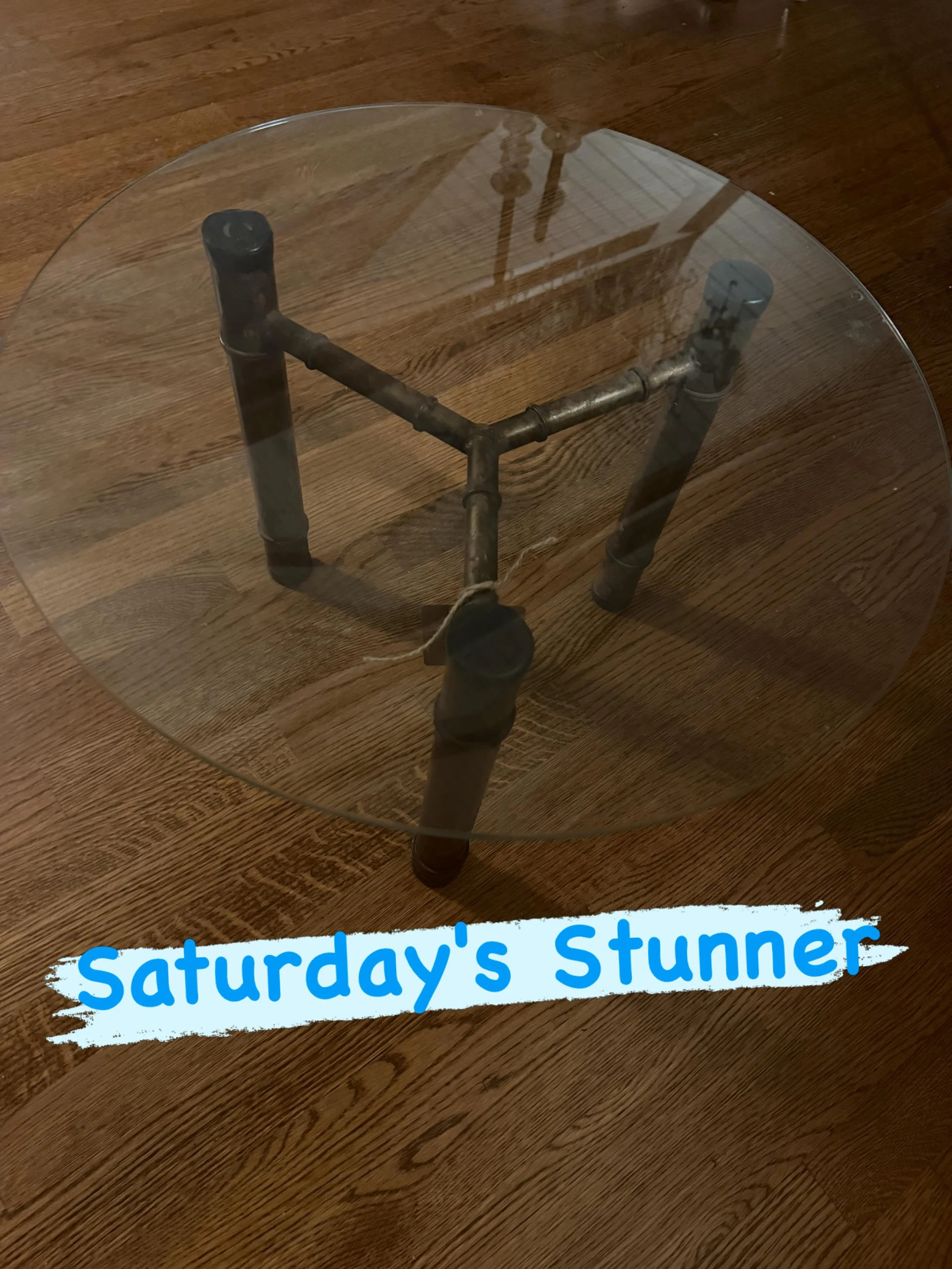 Bamboo design metal with 20" glass top side table