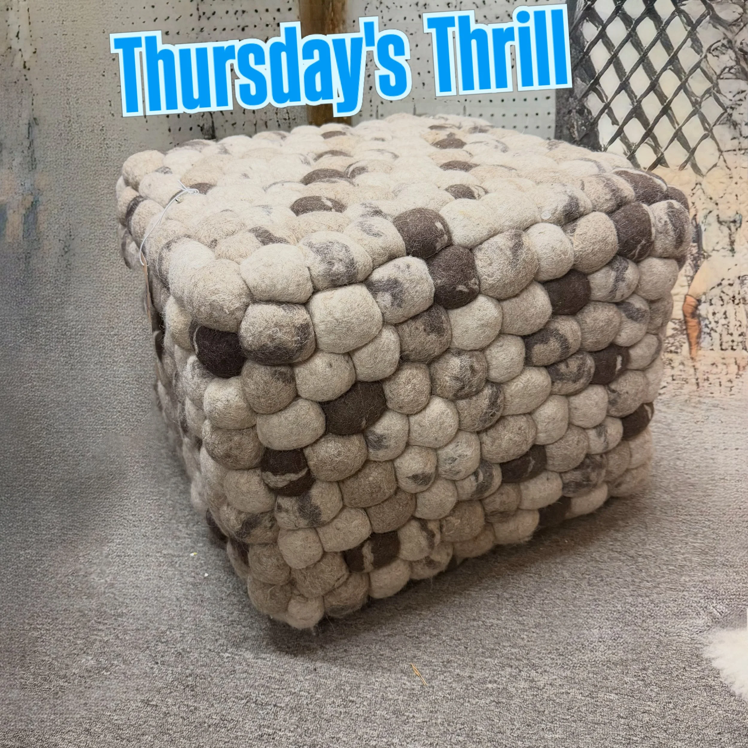 Wool "Stone" Poof  Cube: ottoman, coffee table, side table, sculpture...#artfurniture #earthtonestyle #shopsmalldmv