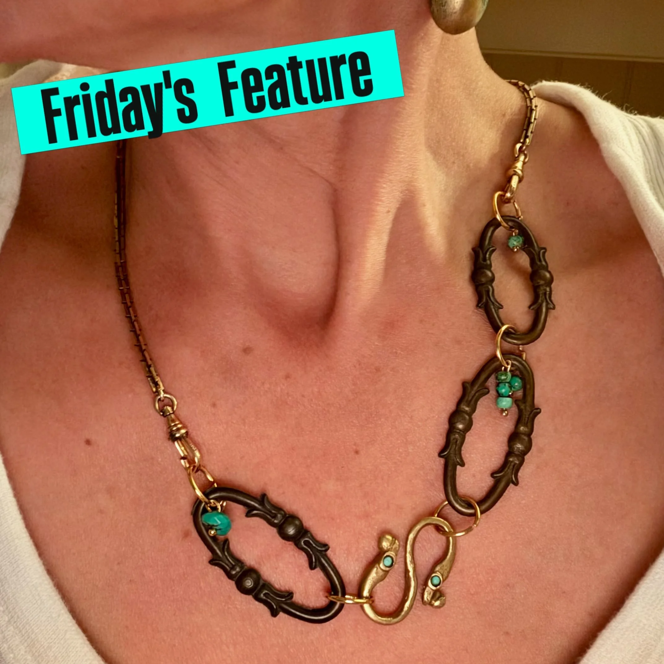 Vintage Mishmash with Turquoise  #vintagejewelryparts #oldmeetsnew #creativevintagejewelry #chevychaseartists #chevychaseartwalk26