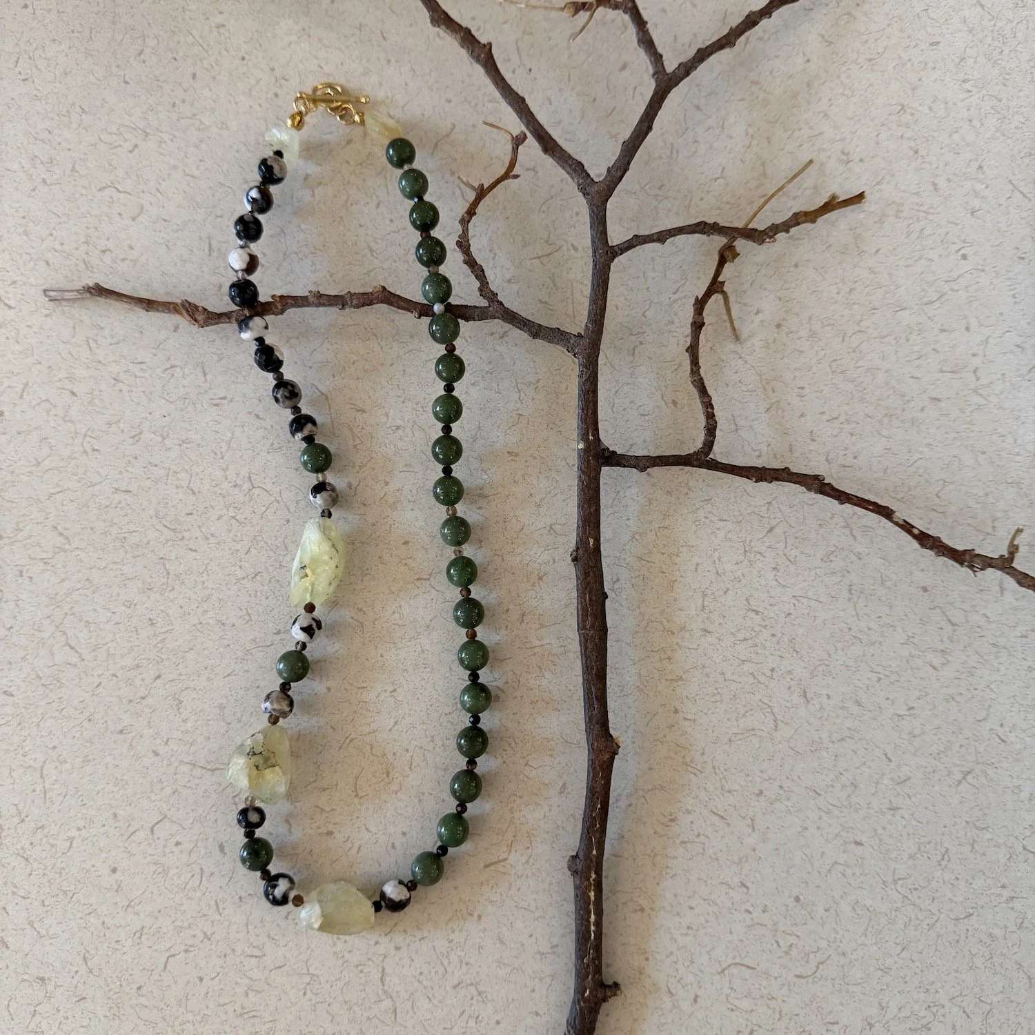 Prehnite, Agate & Serpentine Necklace