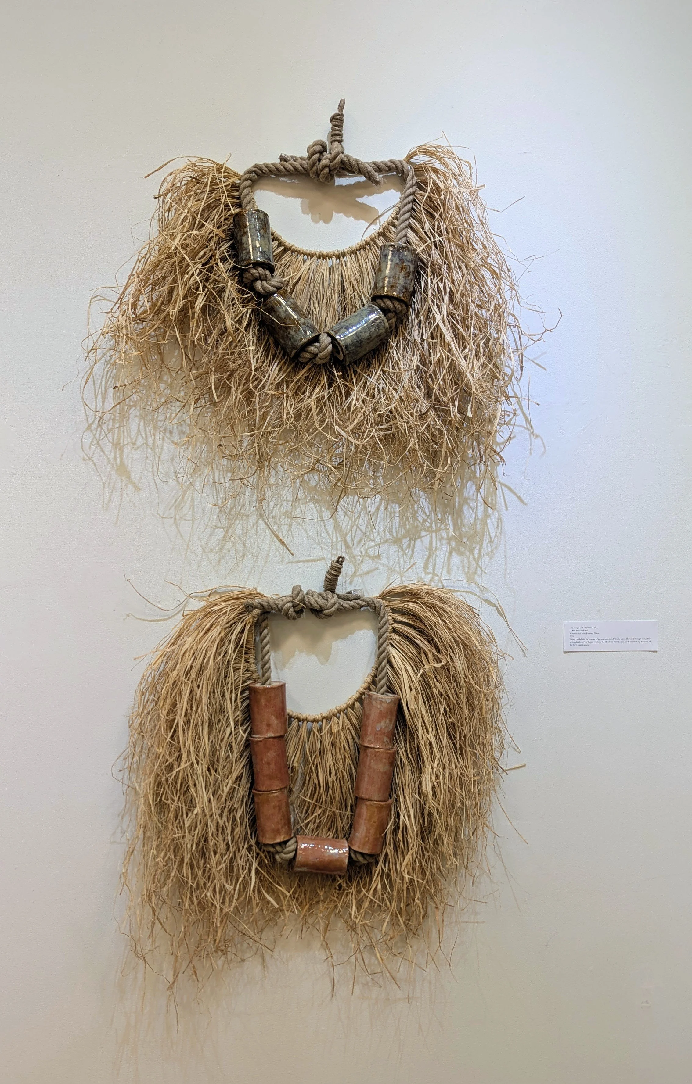 "A Lineage and a Lifetime", 2025, ceramic beads and mixed media natural fibers, dimensions forthcoming