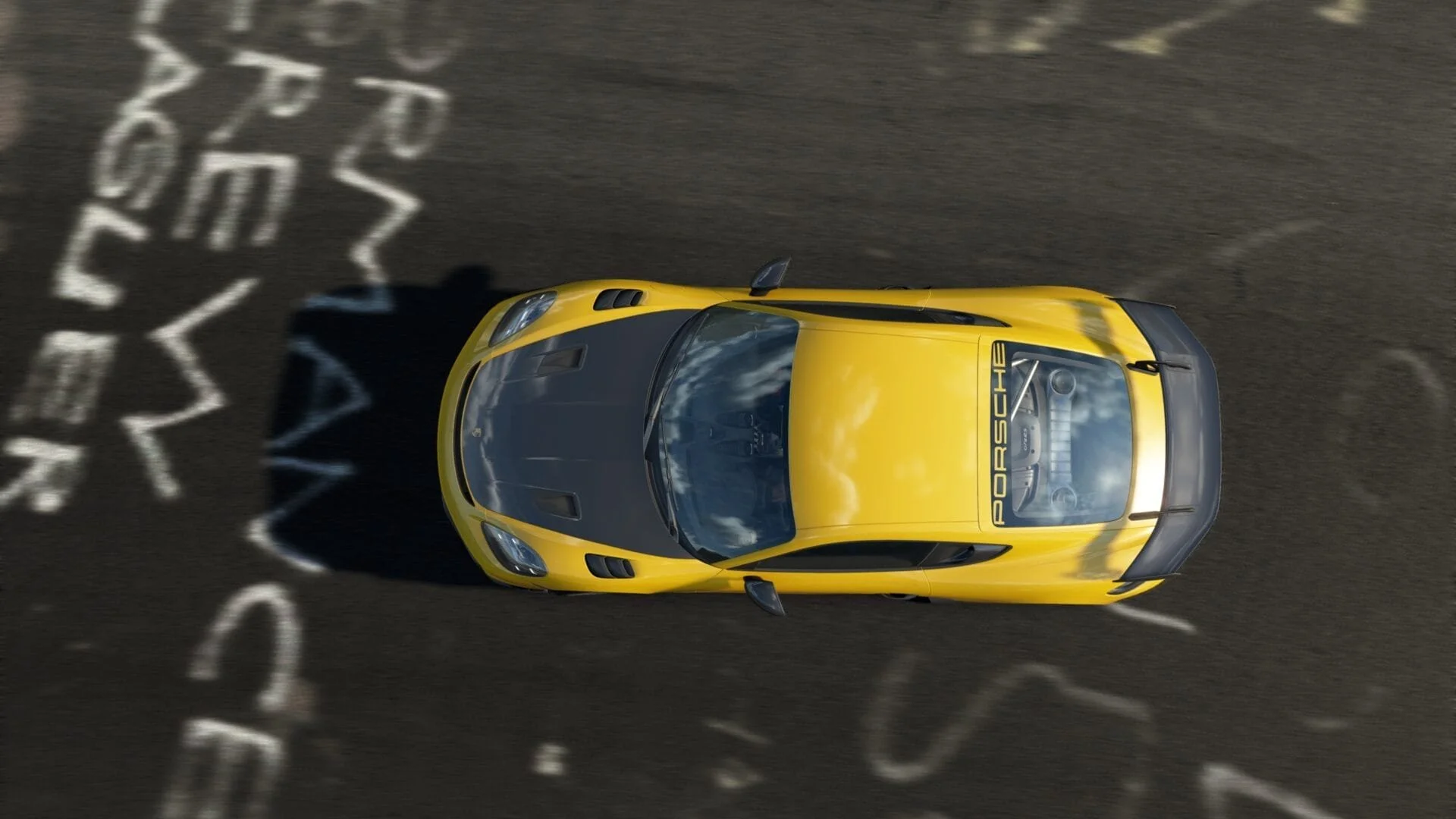 Porsche 718 Cayman driving on the Nurburgring - view from above.