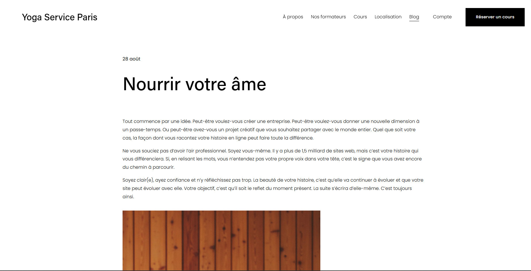 Sous Page après avoir cliqué sur un article dans le blog