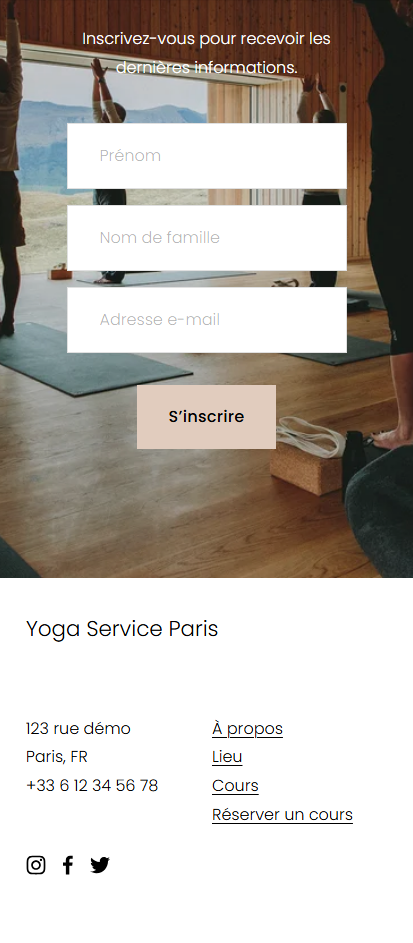 Pied de page de la page d'accueil