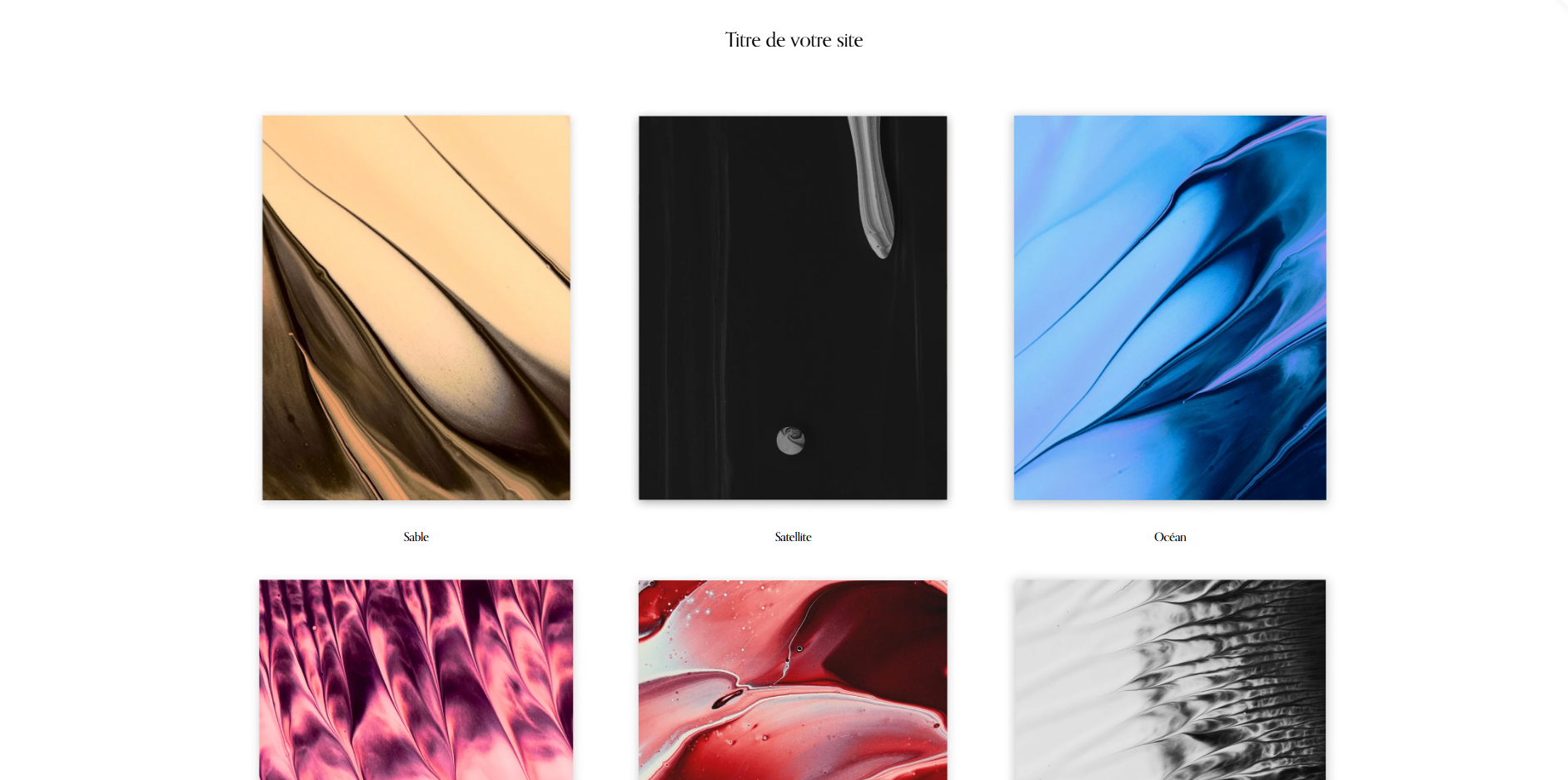 Page d'accueil galerie des œuvres