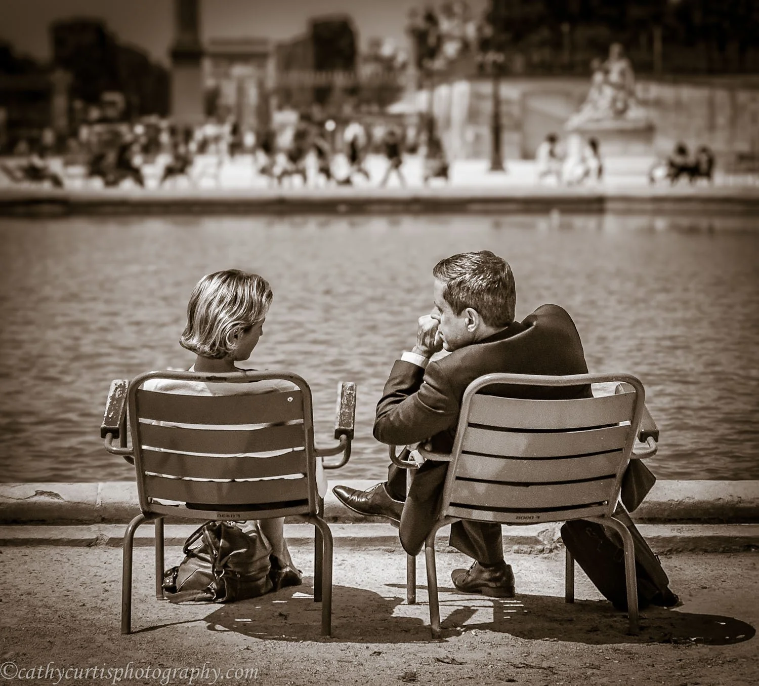 BW couple talking fountain.jpg