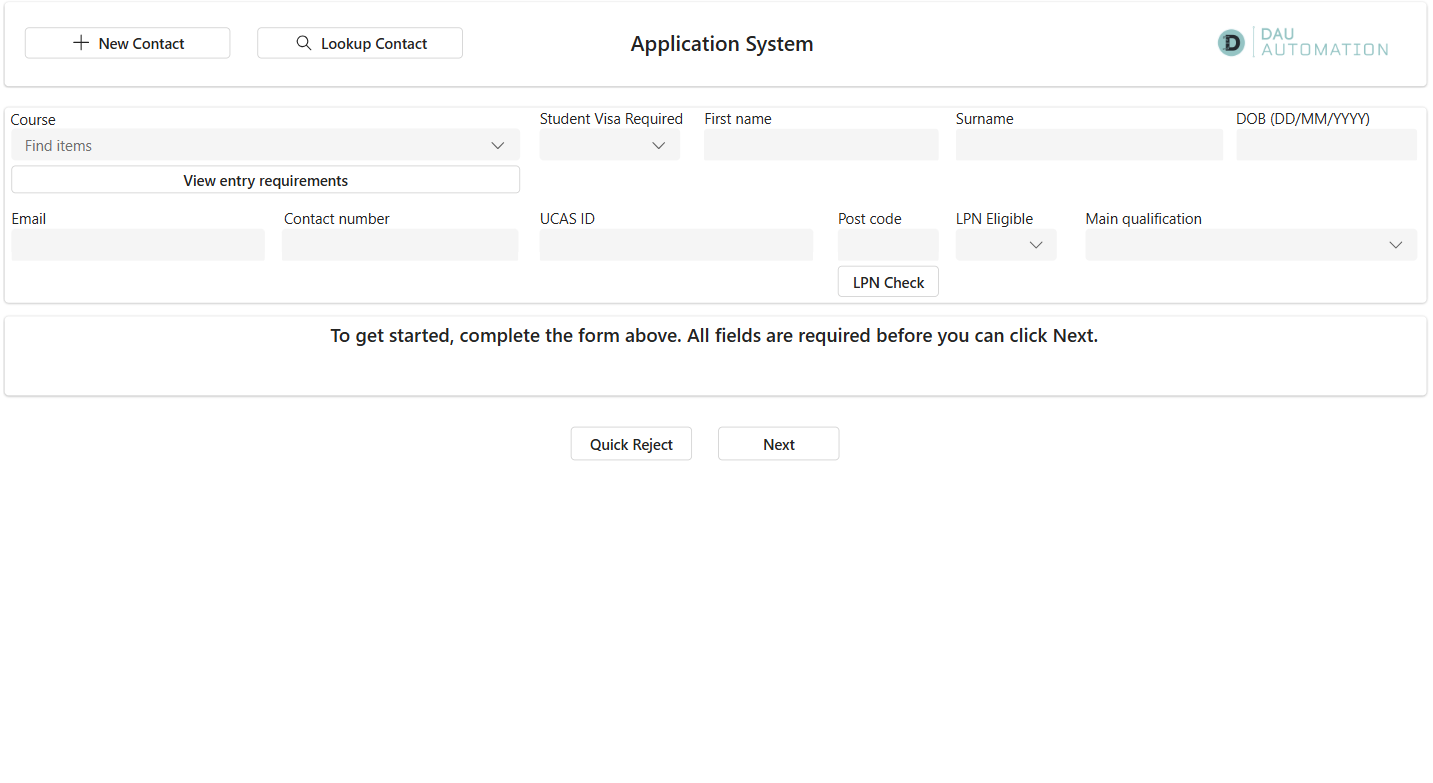 Application System (Canvas App)