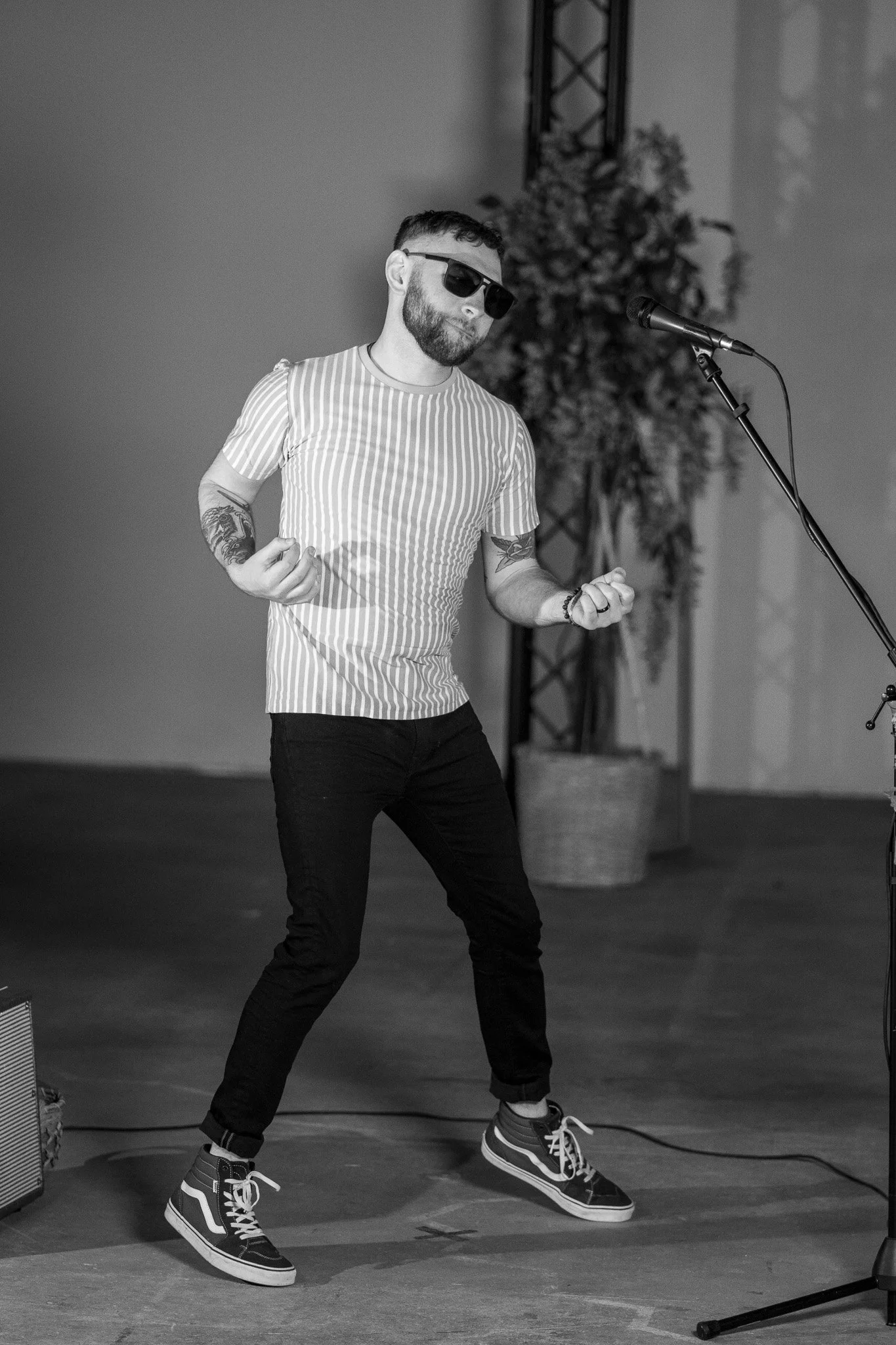 Jack getting into the groove during a music video shoot