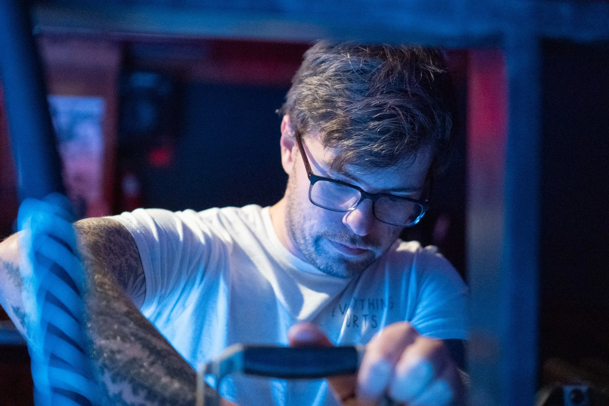 Adam during soundcheck in Philly