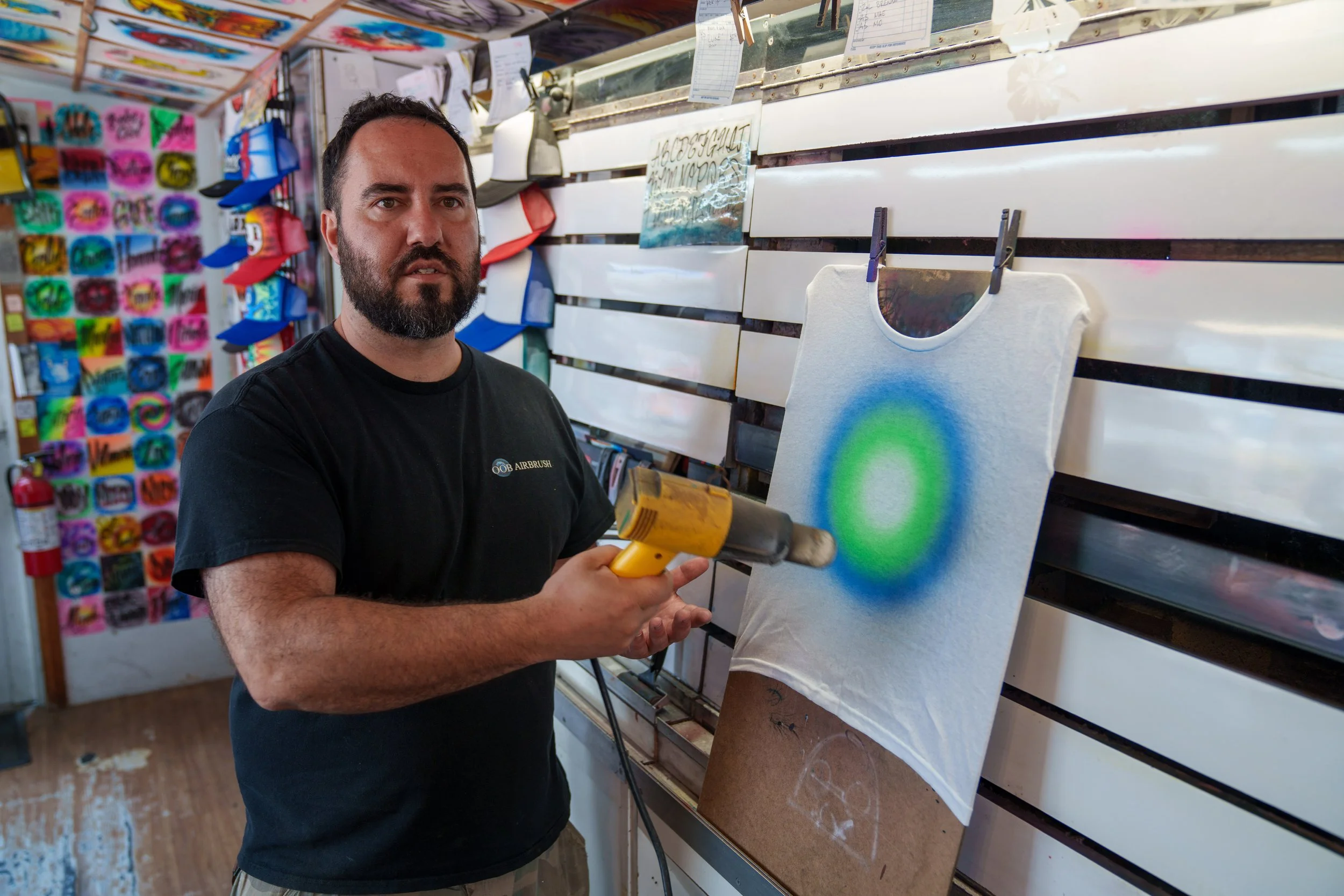 Old Orchard Airbrush Owner custom airbrushing a customer order
