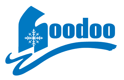 Logo with a snowflake, the number six, and the words 'oodoo' in blue.