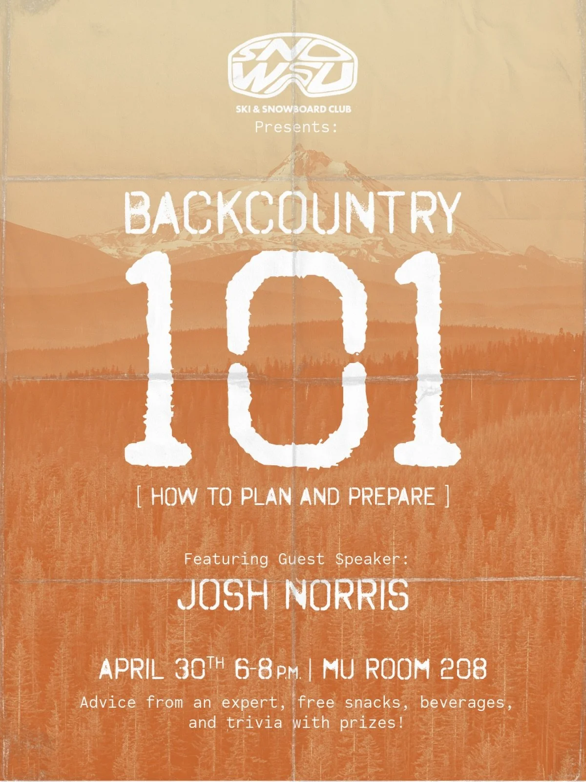 Wanting to get into the backcountry?!?

Look no further than our Backcountry 101 event this Thursday in the Memorial Union. We will have a special guest speaker, Josh Norris, who is the director of @osuadventureleadership. Did we also mention free sn