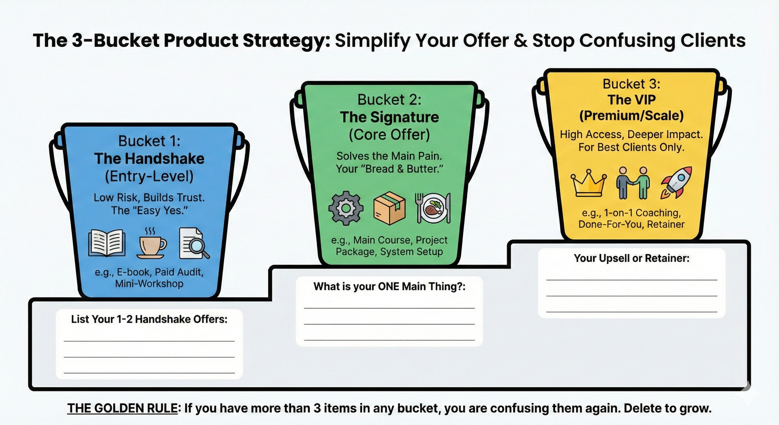 The "3-Bucket" Strategy: How to Simplify Your Offer and Close More Deals