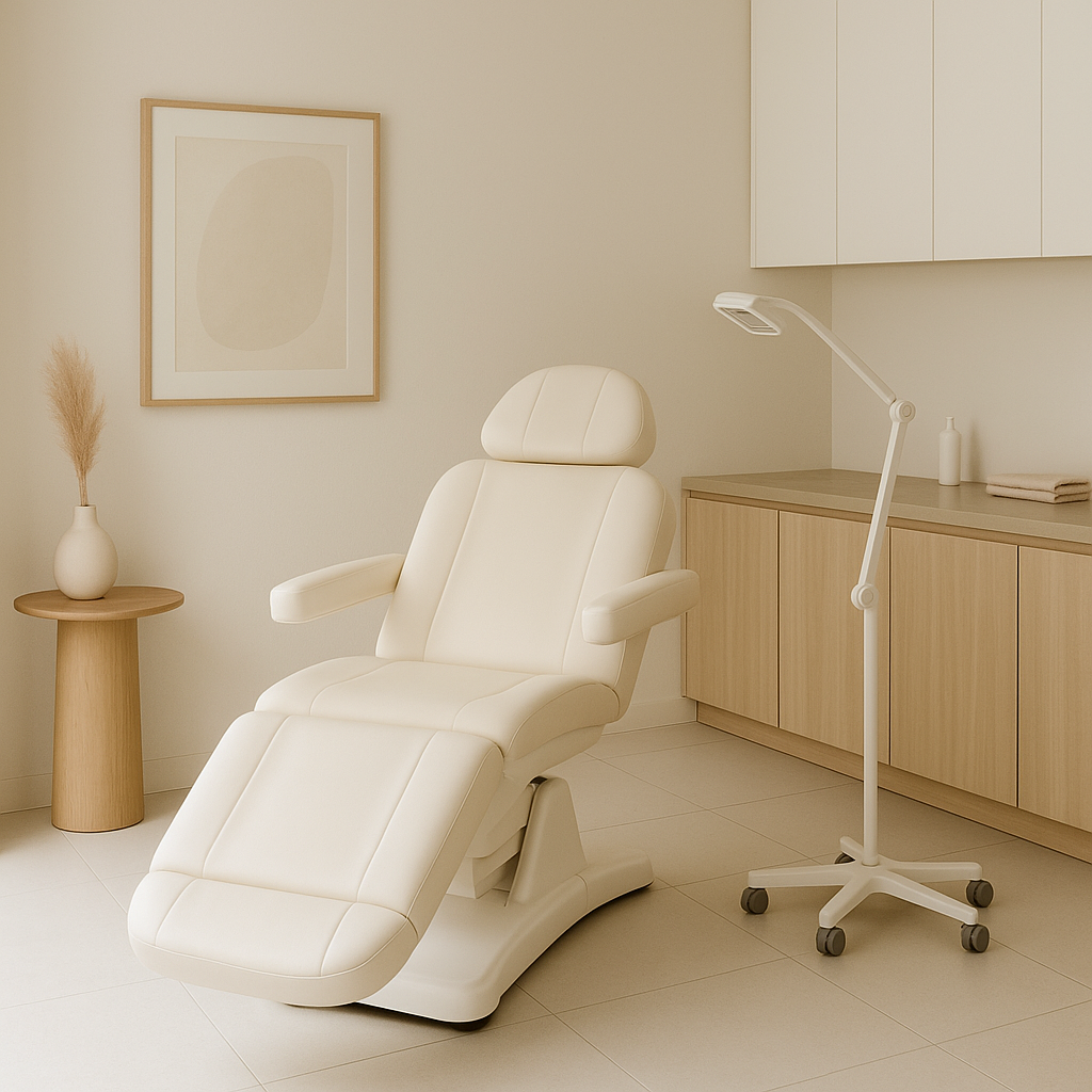 Illustration of a modern dermatology and  aesthetics treatment room