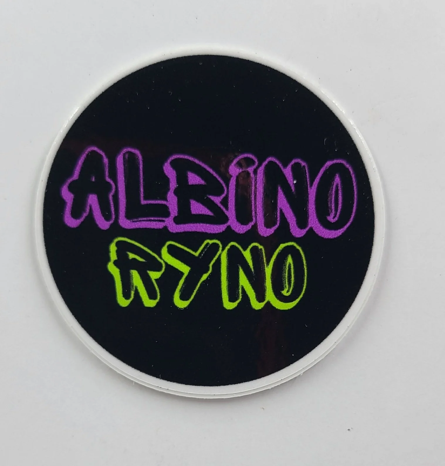 albino Ryno graffiti sticker 2"