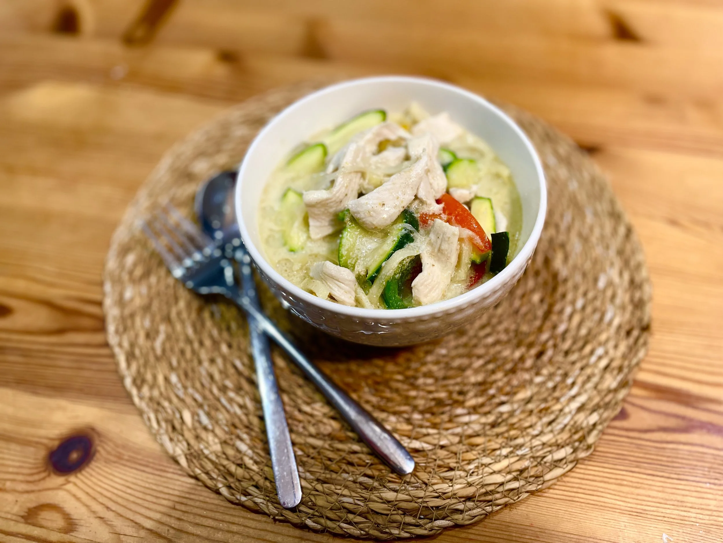 Thai chicken Green curry with coconut milk and vegetables